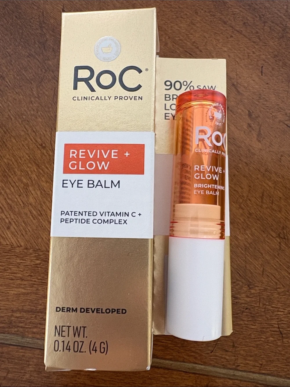 RoC Revive + Glow Brightening Eye Balm Vitamin C Peptide Complex 4g New